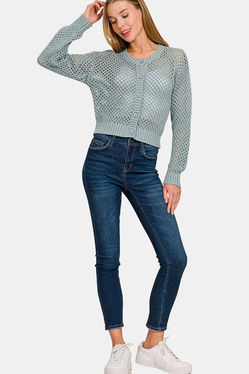 Crochet Cardigan Sweater / K GREEN