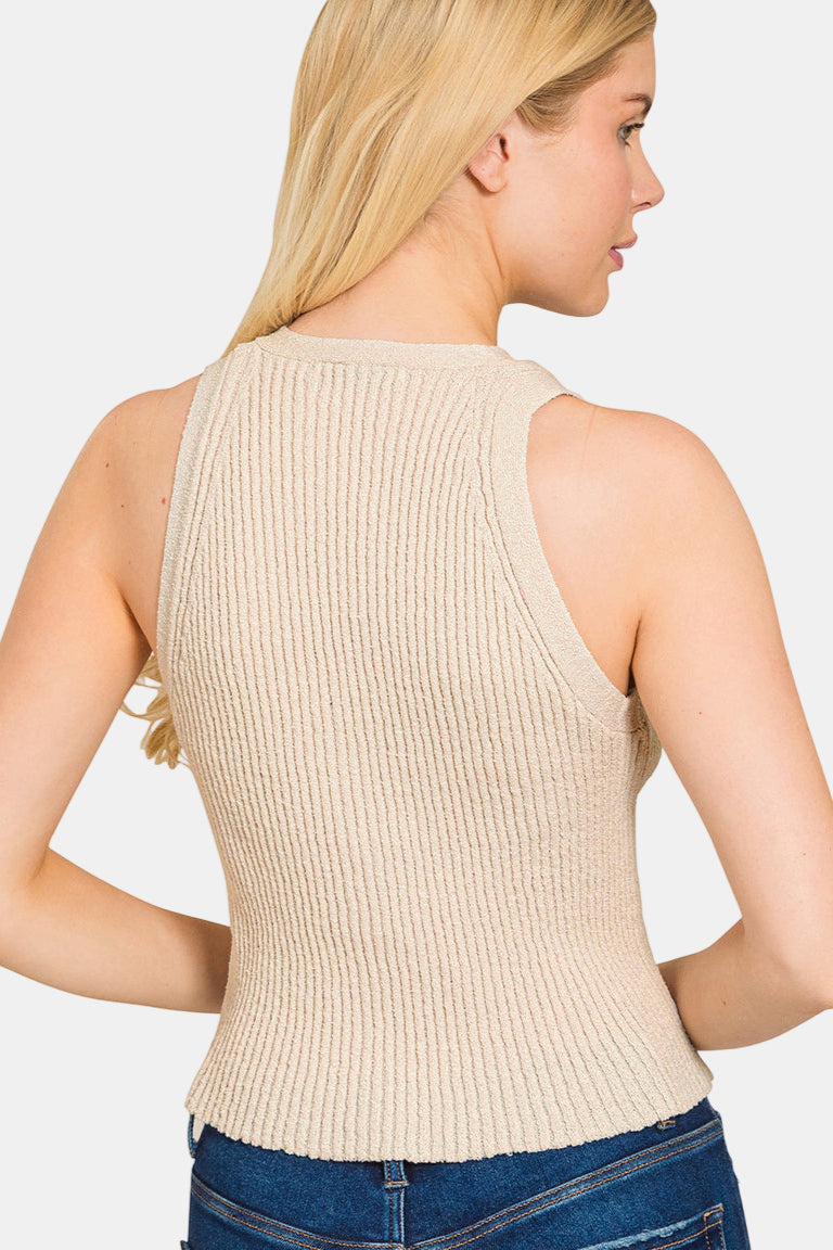 Ribbed Sweater Vest / BROWN