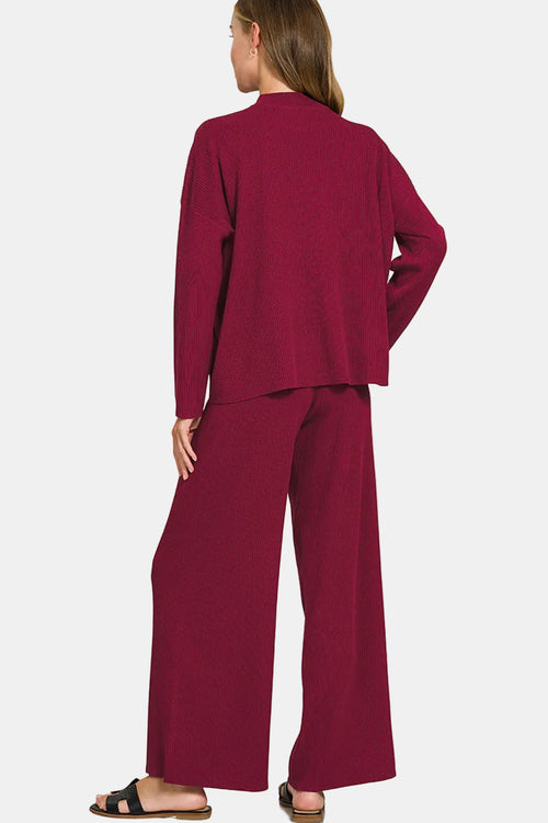 Viscose Sweater Top & Pants Set / DEEP CAMEL