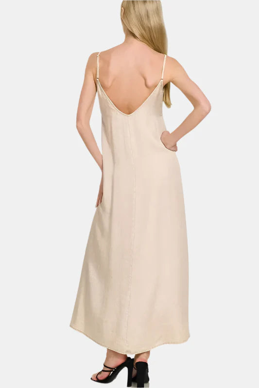 Tencel Mineral Washed Maxi Dress / B LAVENDER