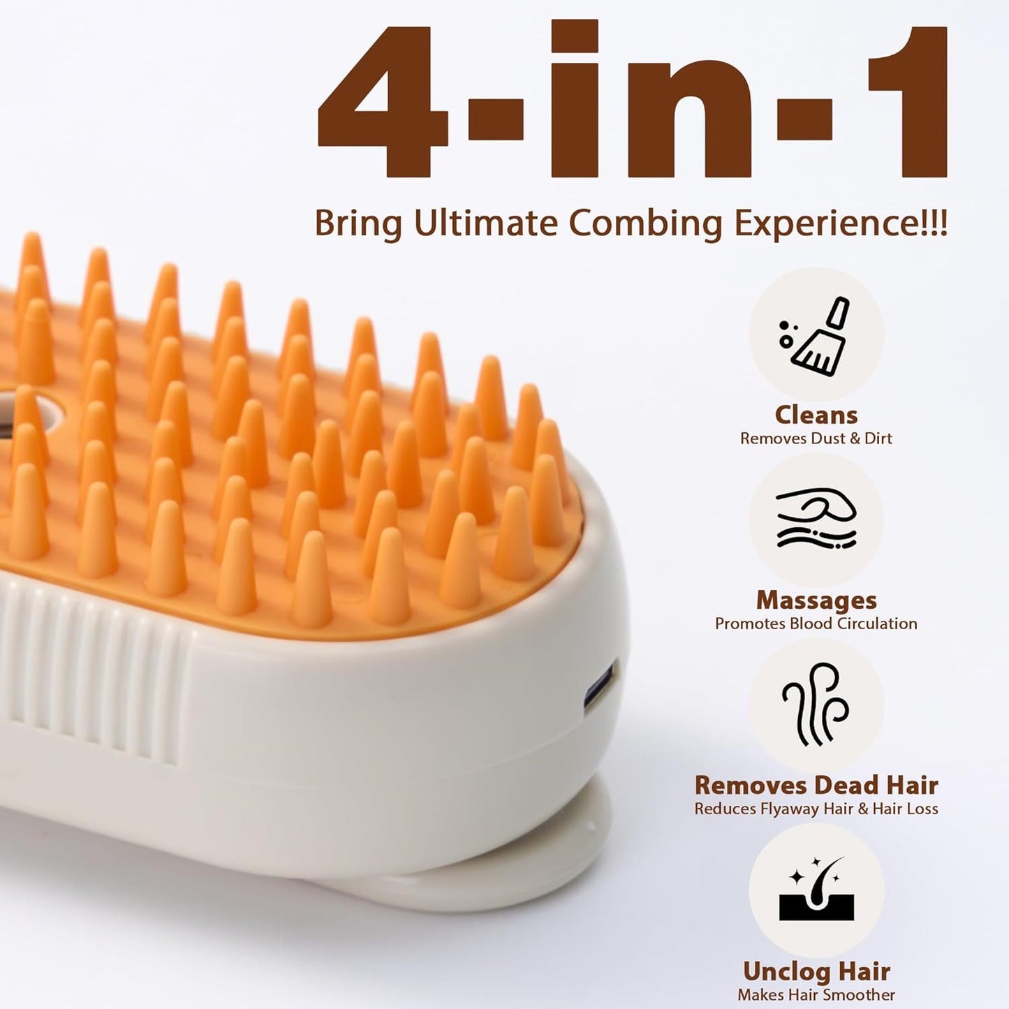 4 in 1 Cat Steam Brush for Shedding, Rechargeable Cat Brush with Steam, Anti-Static Steam Pet Brushes, Massage, Cleaning, Shedding & Combing All In One!