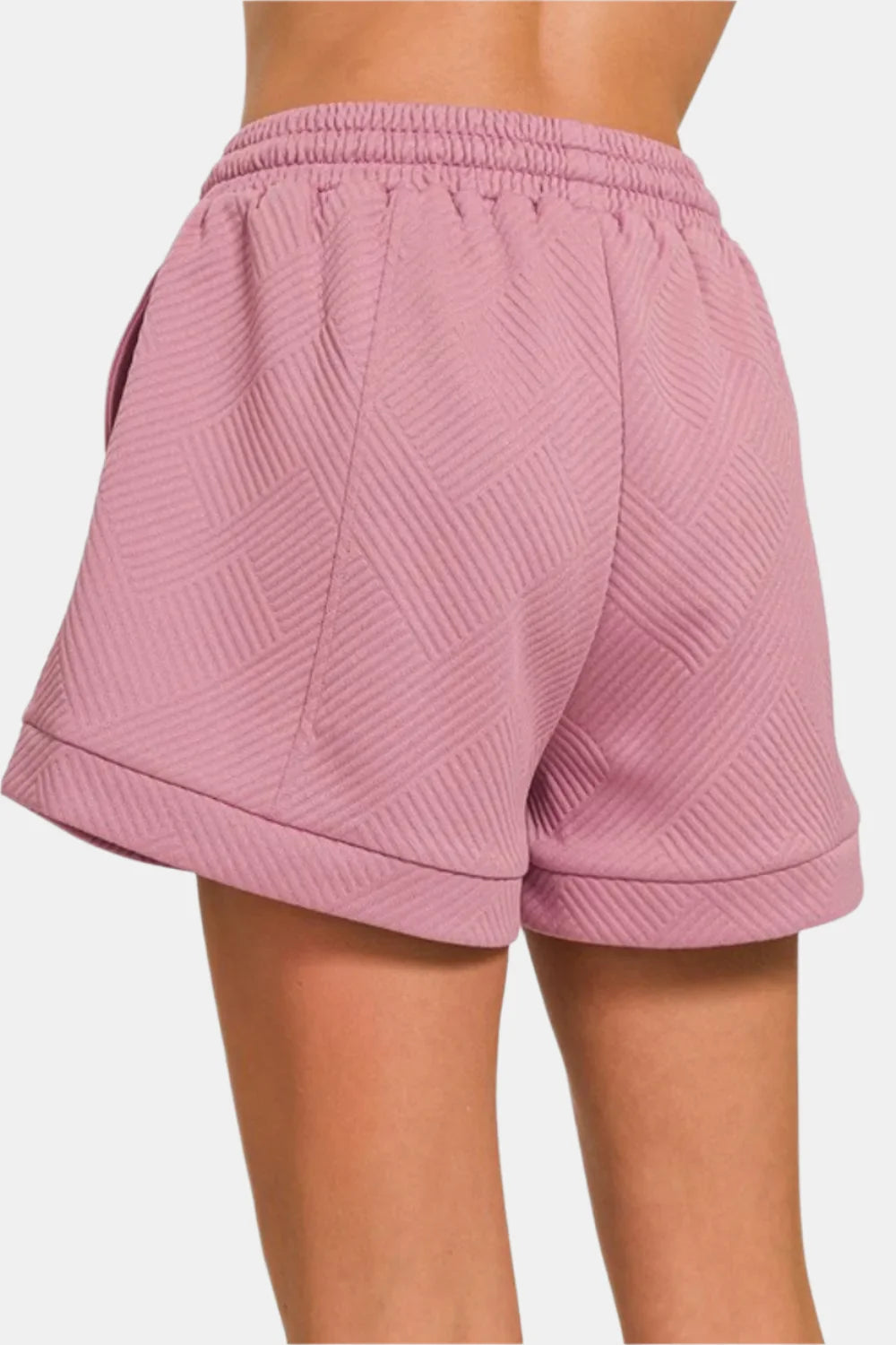 Textured Knit Jacquard Drawstring Shorts / MOCHA
