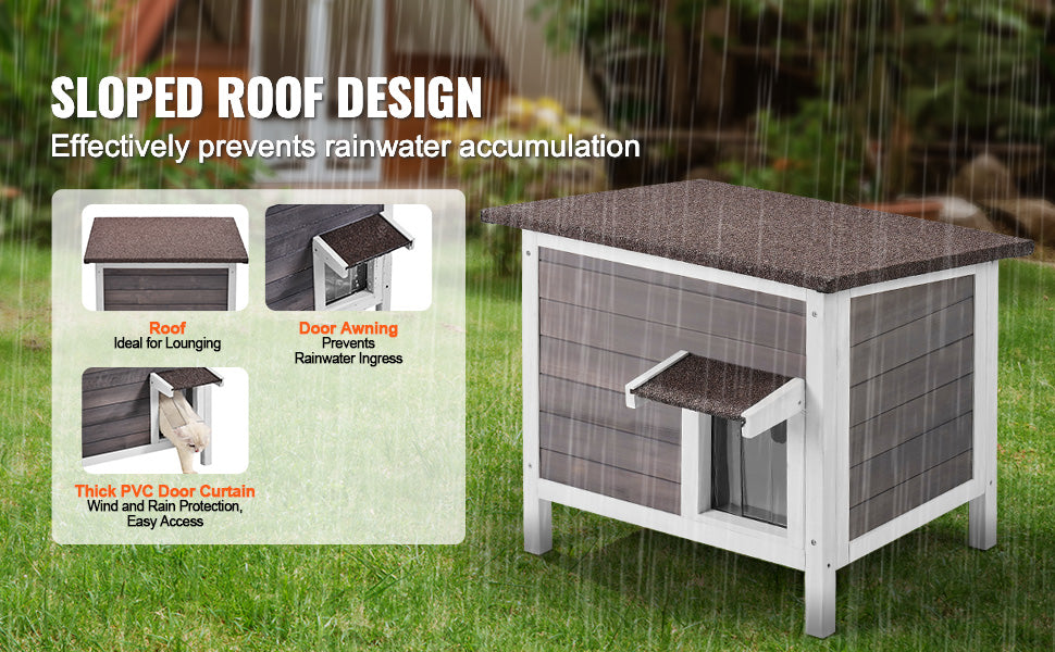 Outdoor Weatherproof Cat House – Insulated Wooden Feral Cat Shelter