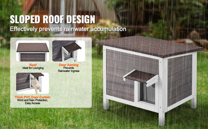 Outdoor Weatherproof Cat House – Insulated Wooden Feral Cat Shelter