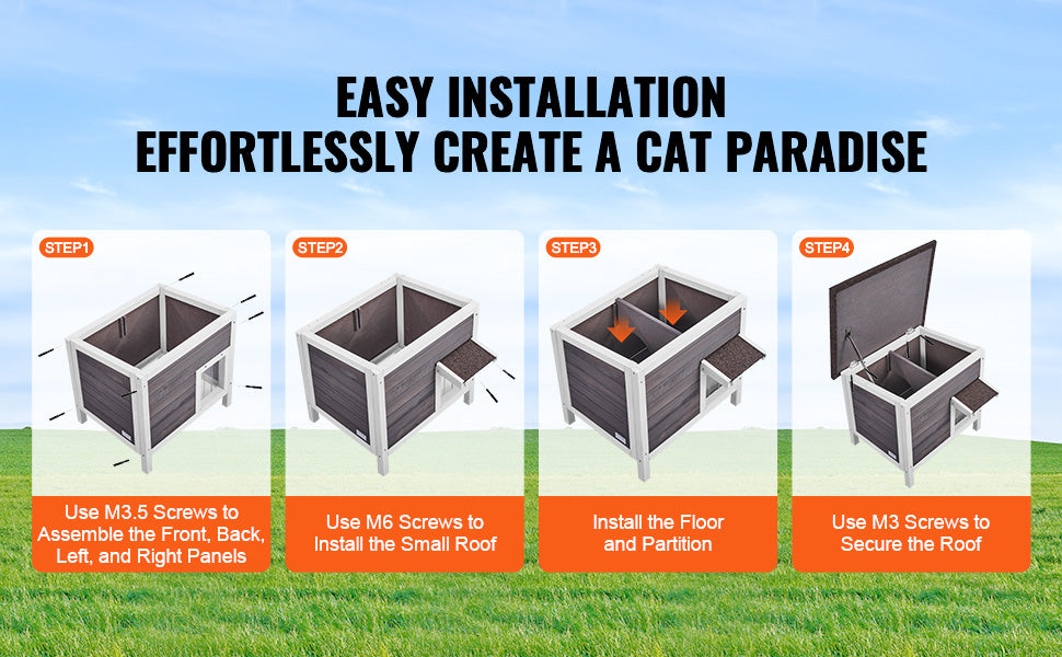 Outdoor Weatherproof Cat House – Insulated Wooden Feral Cat Shelter